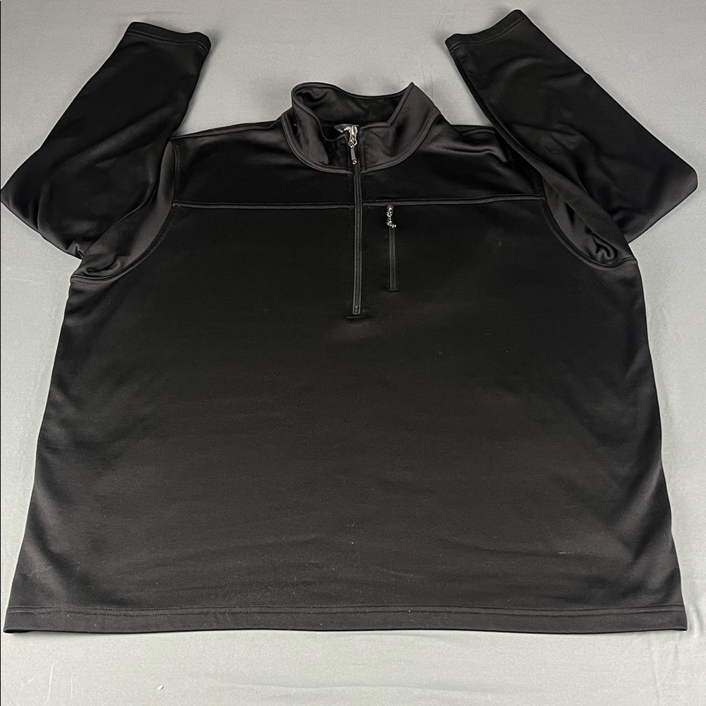 Eddie‎ Bauer Men's XXL Black Long Sleeve Shirt 1/4 zip with breast pocket